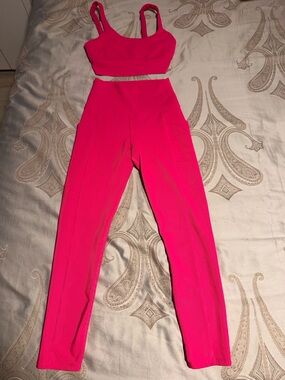 Beach Riot Hot Pink High-Waist Leggings with Matching Crop Tank